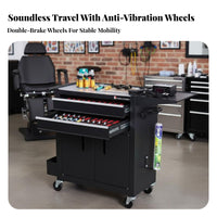 Permanent Makeup Workstation Cart Lockable Casters Mobile Workstation Trolley Wheels with Brakes Mobile Tool Cabinet for Artists, Beauty Salon
