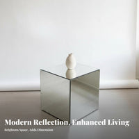 Geometric Design Mirrored Cube Table Multi-Functional Mirrored Pedestal Luxurious Look Display Stand Creates Illusion of Space for Photographers, Interior Designers, Homeowners, Photo Studio, Bedroom, Living Room, Entryway