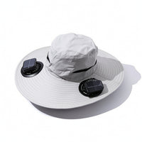 Wide Brim Sun Hat with Fan Cooling Sun Hat with Fan Breathable for Camping