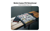 Retro Design Streetwear Graphic Tee Loose Fit Streetwear Short Sleeve Tee Soft & Comfortable Vintage Design Print T-Shirt Breathable Material for Women, Young Adults, History Enthusiasts, Street Fashion, Daily Wear, Concerts, Parties