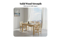 Solid Wood Dining Set Sturdy Construction Minimalist Wooden Dining Furniture Hard-Wearing Rectangular Kitchen Table and Chairs for Homeowners, Home