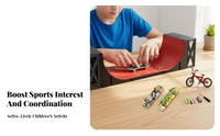Portable Fingerboard Ramp Set Creative Gift Fingerboard Skate Park Interactive Game for Skateboarders, Teenagers, Office, Bedroom, Playroom