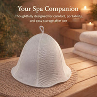Embroidered Mesh Sauna Cap, Steam Bath Hat, Room, Prevents Hair Flattening, Customizable Steam Room Cap, Sauna Hat for Spa