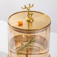 Glass Water Dispenser with Deer Head Lid, 2.6L High Borosilicate Juice Dispenser, Drink Dispenser with Bamboo Handle for Home Bar and Party Use