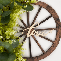 40cm Wagon Wheel Wreaths for Front Door, Artificial Mixed Greenery Door Hanger, Rustic Farmhouse Welcome Decor, Decorative Wagon Wheel
