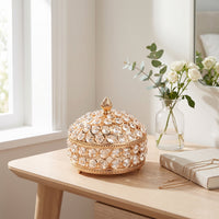Clear Crystal Trinket Box Luxurious Decorative Box with Lid Elegant Lidded Vanity Organizer Sparkling for Women, Collectors, Dressing Table
