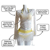 Swimsuit for Girls and Womens Bikini Sets with Padded Bra, Four Piece Polyester Design for Water Sports
