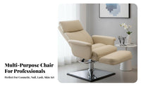 Fully Reclining Hydraulic Esthetician Bed Multi-Functional Adjustable 3-Section Lounger with Stool Stable Square Base Salon Chair Sturdy Construction for Eyelash practitisinglers, Spa Professionals Artists, Skin Care Clinic