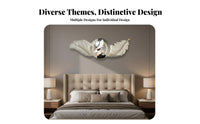 3D Feather Wall Sculpture Modern Design Bedroom Headboard Art Minimalist Light-up Feather Wall Art for Adults, Couples, Living Room, Lounge, Hallway