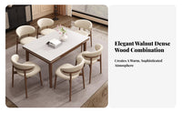 Walnut Color Extendable Rectangular Table Sintered Stone Top Extendable Table Adjustable Length Household Furniture sturdy Wood Frame for Small Apartment Residents, Entertainers, Dining Room, Kitchen, Family Gatherings, Dinner Parties