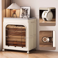 Storage Cabinet with Wheels Foldable Cabinet Rolling Storage Box with Doors for Closet, Bedroom, Living Room