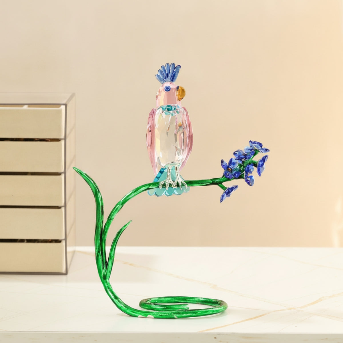 Tabletop Bird Figurine Faceted Crystal Bird Decorative Animal Statue Exquisite for Living Room, Shelf, Office