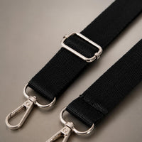 Nylon Herringbone Crossbody Bag Strap with Silver Buckle, Adjustable Replacement Shoulder Strap