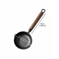Hot Oil Pouring Pan No Coating Cast Iron Oil Pot Long Wooden Handle Single Egg Frying Pan