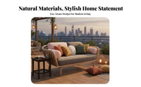 Rattan Sofa Minimalist Design Wicker Couch with Cushion Aesthetic Woven Cane Loveseat for Apartment Dwellers, Couples, Balcony, Sunroom, Patio
