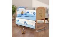 Solid Wood Rocking Bassinet with Wheels Multi-Functional Convertible Baby Crib Unpainted Wooden Bedside Sleeper Mobile for Newborns, Infants, Toddlers, Bedroom