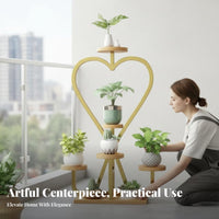 Comes with casters Multi-Tier Rolling Plant Stand Floor-Standing Wheeled Heartpattern Flower Rack Space-Saving Garden Accessory sturdy Duty for Gardeners, Homeowners, Florists
