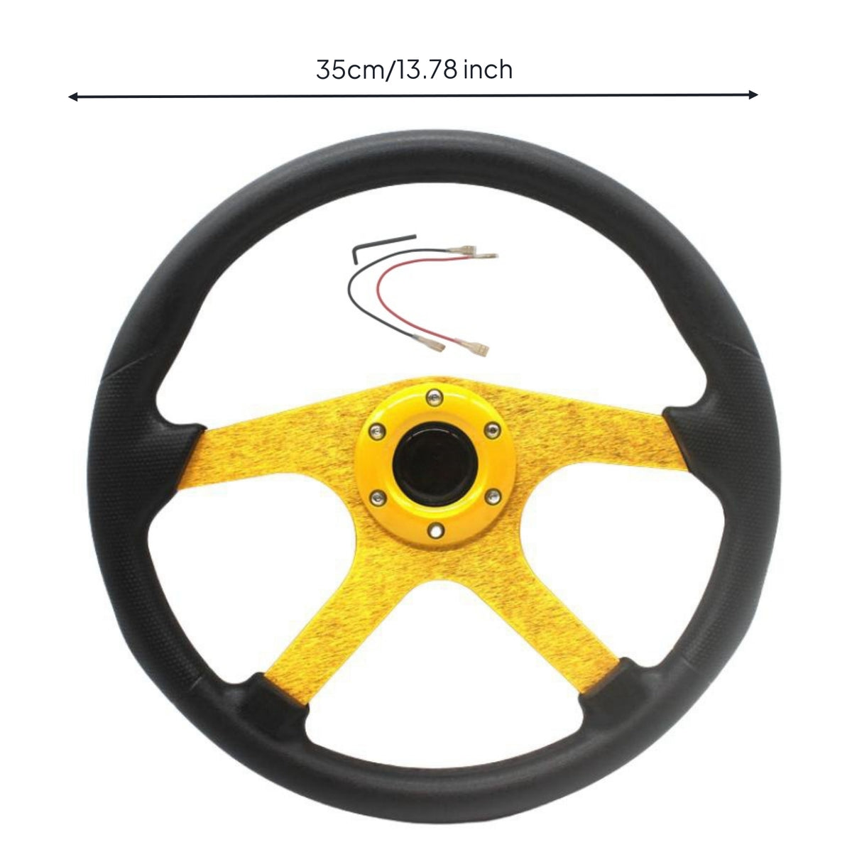 14-Inch Racing Steering Wheel 350mm Aftermarket Steering Wheel Three-Spoke Textured Grip for Car Enthusiasts, Drivers, Track Days