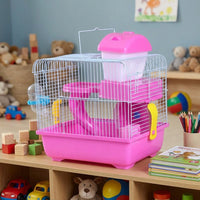 Large Hamster Cage and Villa, Two Level Rectangular Hamster House with Deep Base and Iron Wire Mesh, Habitat for Small Little Friends