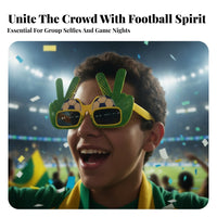 Yellow Edging Brazil Football Glasses Rectangular Lenses Hand Sign Glasses Oversized Frame Themed Eyeglasses Lightweight