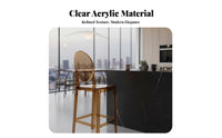 Transparent Seat Clear Acrylic High Stool Nordic design Clear Stool with Backrest Light Luxury Counter Chair Modern Design for Cafe Owners, Homeowners, Interior Designers, Restaurant, Lounge, Kitchen Island, Events