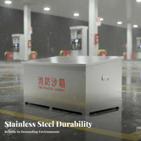 High Visibility Red Fire Sand Box Lidded Design Stainless Steel Fire Box Includes Shovel for Gas Station Personnel, Industrial Workers, Property Managers Plants, Factories, Warehouses, Construction Sites