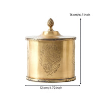 Decorative Metal Canister Courtly Ornate Metal Canister Elegant Brass-Toned Container for Dresser, Console Table