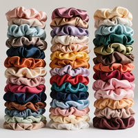 30 Pack Satin Scrunchies for Women, Solid Color Hair Scrunchie Set for Ponytails and Buns, Soft Elastic Ties for Girls 6cm