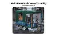Rainproof Electric Tricycle Canopy Sun Protection Electric Tricycle Rain Awning Thickened Material Foldable Trike Rain Cover Windproof for Delivery Workers, Mobility Aid Users, All-Season Use, Daily Commute, Outdoor Riding, Goods Transport