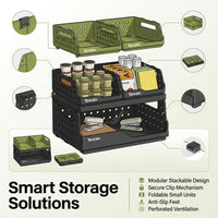 Desk Storage Box Organizer, Stackable Desktop with Multiple Compartments for Bedroom, Modular Multi Layer Organization for Students