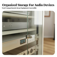 Professional Audio Rack Cabinet Organizer Heavy-duty Casters Lockable Wheels Perforated Panel Glass Door Suitable for Djs KTV Studio Home Theater