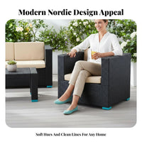 7 Pieces Sofa and Armchair Lounge Set Nordic design aesthetic Outdoor Furniture All-Weather Conversation Group for Families, Homeowners, Patio, Balcony, rearyard