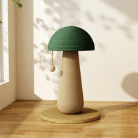 Cat Scratcher Mushroom Post with 2 Scratching Pillar Toys, Oval Density Board Ground Type Scratch Post for Adult Cats and Indoor Kitten Tree