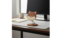 Japanese Dog Breed Phone Stand Wood Construction Wooden Animal Phone Stand Holder Charging Port Access Cute Animal for Office