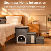 Dog Steps for Bed and Sofa with Foldable Design for Small Pets, Portable Stairs for Living Room Furniture, Compact Lightweight
