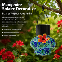 Outdoor Solar Lantern Tinted Glass, Multicolor Outdoor Solar Lighting with Hook, Decorative Garden Solar Lamp
