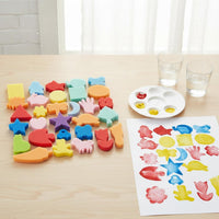 30 Pieces Reusable Kids' Paint Sponge Set Washable Shaped Sponge Stamps Easy to Use Craft Sponges Creative Learning for Toddlers, DIY Projects, Classroom