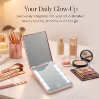 Folding Makeup Lights for Bedroom Vanity, Double Sided Illuminated Dressing Table Mirror, Compact Travel Design Handheld