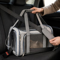 Portable Breathable Pet Carrier for Cats and Small Dogs, Foldable Travel Crate with Large Space