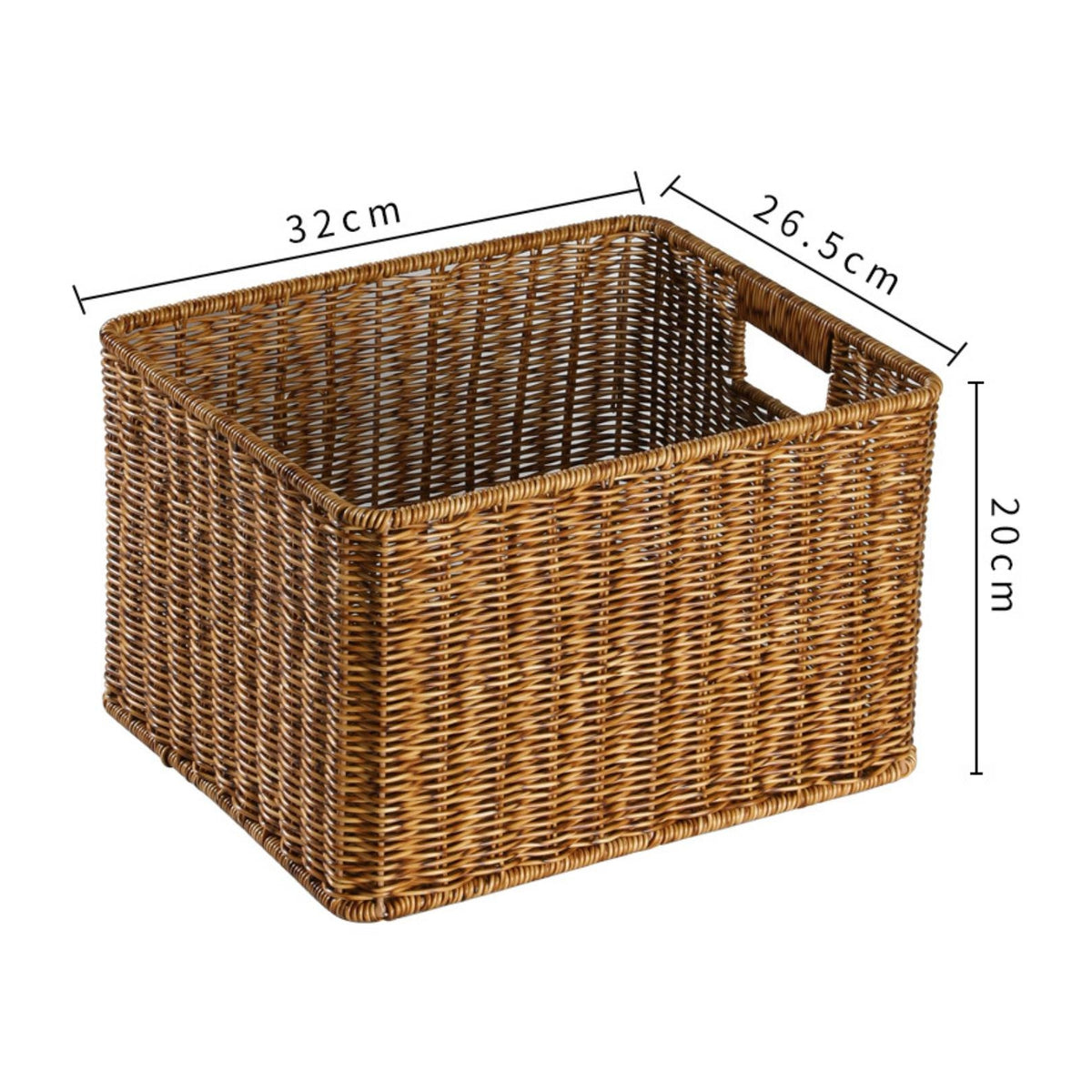 Rectangular Storage Basket uncoveredTop Rattan-Look Basket Organizer Tight Weave Woven for Cabinets