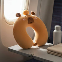 Capybara Neck Pillow Portable and Lightweight U-Shaped Travel Pillow Ergonomic Design Memory Foam Headrest for Students