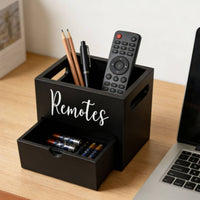 Remote Organizer with Drawer Rectangular Remote Control Holder with Drawer Multifunctional Wooden Organizer for Bedside Table
