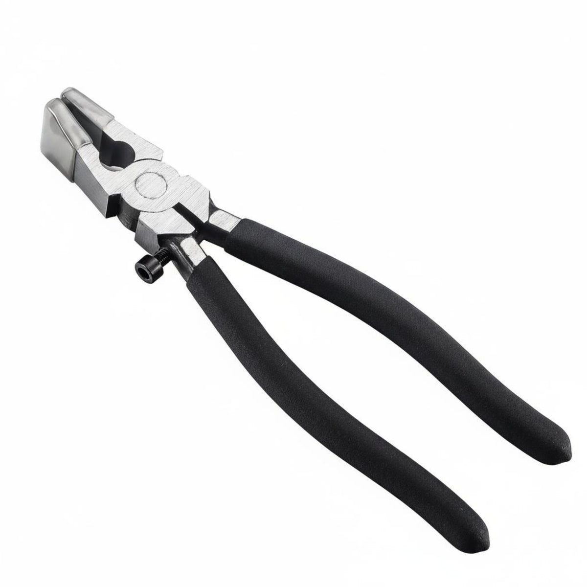 Flat Jaw 8-Inch Holding Pliers Narrow Head Metal Pliers Adjustment Screw Gripping Tools Black Coated Handles