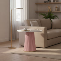 Side Table with Pedestal Modern Tea Table Contemporary Furniture for Living Room, Reading Corner