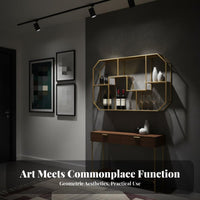 Geometric Grid Shelf Multi-Functional Floating Rack Easy Installation for Study