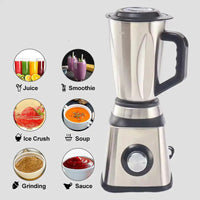Stainless Steel and Glass Blender with Juicer and Food Processor (EU Plug)