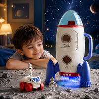 Space Playset Educational Toy Rocket Toy Space Base Toy with Astronaut Figure 4-6 Years Old Kids Birthday Present Light Up Sound Toy