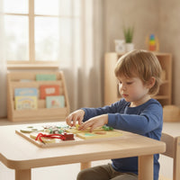 Natural Wood Child-Led Learning Busy Board Sensory Wooden Busy Board Interactive Toy Safe for Children, Home, Preschool