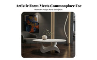 Irregular Shape Sculptural Coffee Table Artistic Design Coffee Table with Storage Modern Aesthetic Living Room Furniture High-Temperature Resistant for Art Lovers, Apartment Dwellers, Homeowners, Lounge Area, Home Office, Bedroom