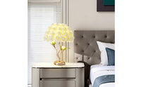 Decorative Rose Table Lamp Warm Light Rose Lamp Floral Gold-Tone for Bedside, Bedroom, Living Room